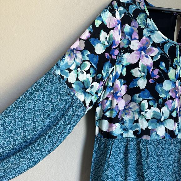 Women's Soft Surroundings Dress Midnight Bloom Floral Crinkle Gauze Size XL - Picture 4 of 9